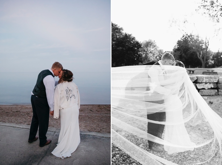 A gorgeous Lakeport Michigan Wedding with a beachfront view for couples portraits.